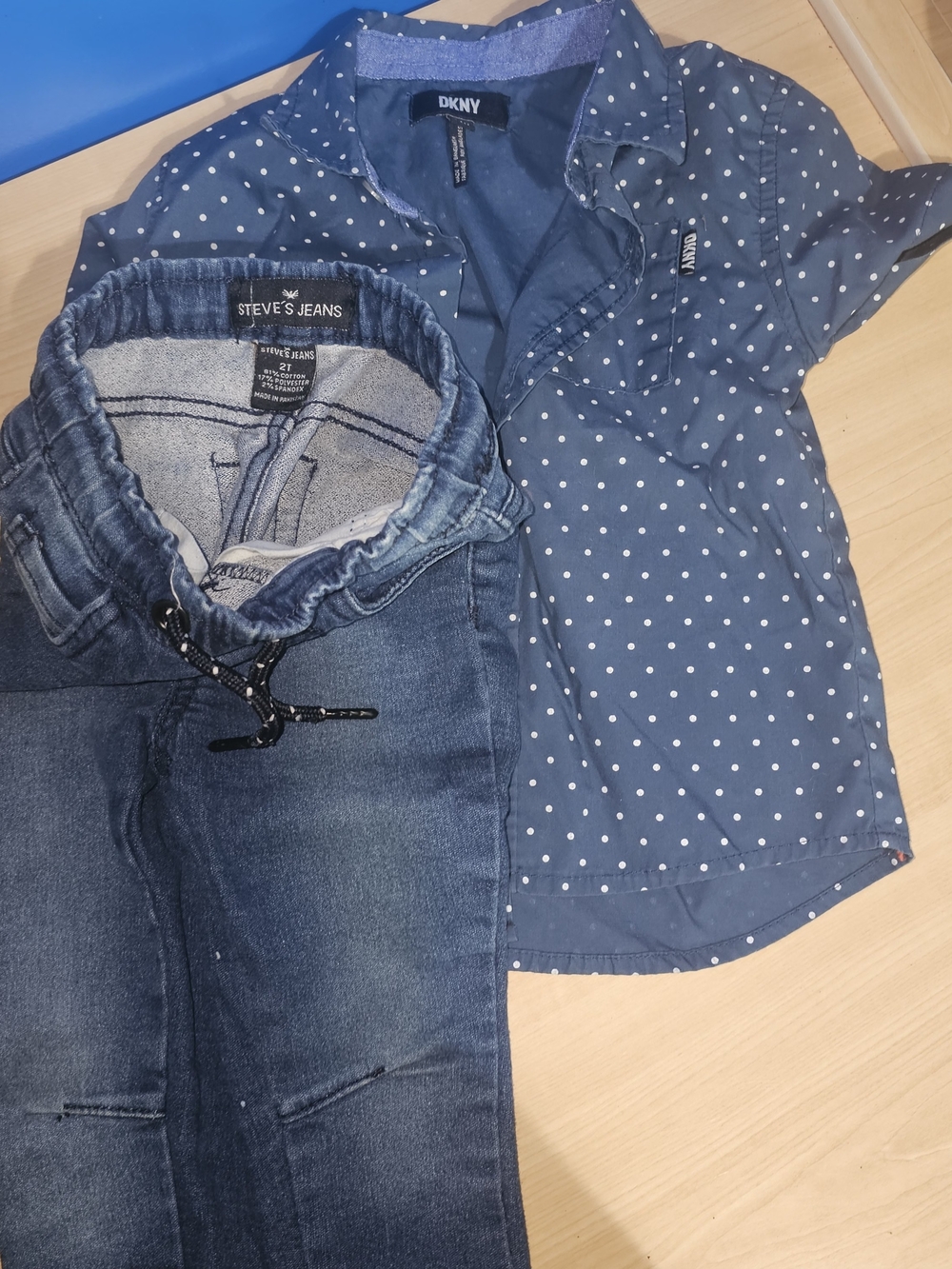 DKNY Boys Navy Polka Dot Shirt & Steve's Jeans Dark Blue Jeans - Casual Set